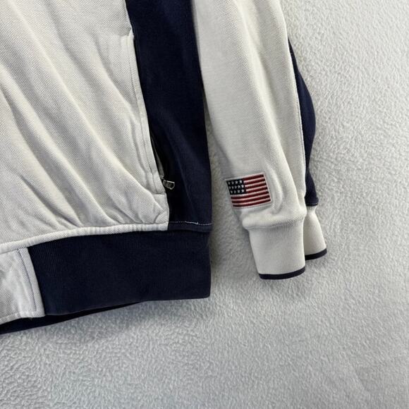 Ralph Lauren Jacket Men's Large White Zip RL Ocean Challenge USA Big Pony READ - Picture 6 of 16